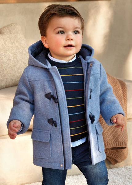 Baby Boys Blue Hooded Duffle Coat