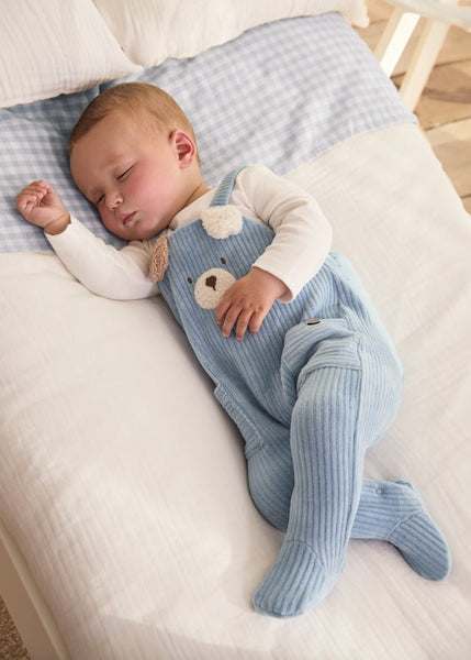 Baby Boys Corduroy Teddy Bear Babygrow CottonKids.ie