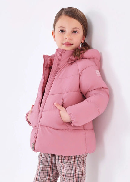 Ladies pink puffer coat clearance