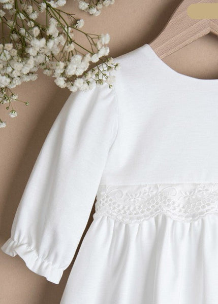 WHITE Cotton Christening Dress with Lace Detail (M15) – CottonKids.ie
