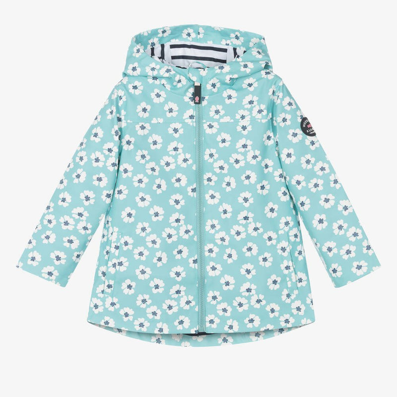 Girls Aqua Blue Floral Raincoat (Week-end à la mer) - CottonKids.ie - 12 month - 18 month - 3 year