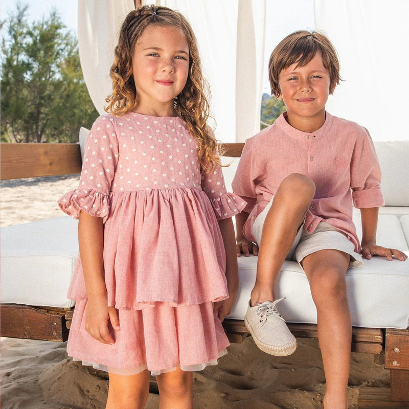 Girls Pink Flower Embroidered Dress (Tutto Piccolo) - CottonKids.ie - 11-12 year - 2 year - 3 year