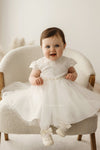IVORY Short Sleeve Christening Occasion Dress (DIAMOND) - CottonKids.ie - Dress - 0-1 month - 1-2 month - 12 month