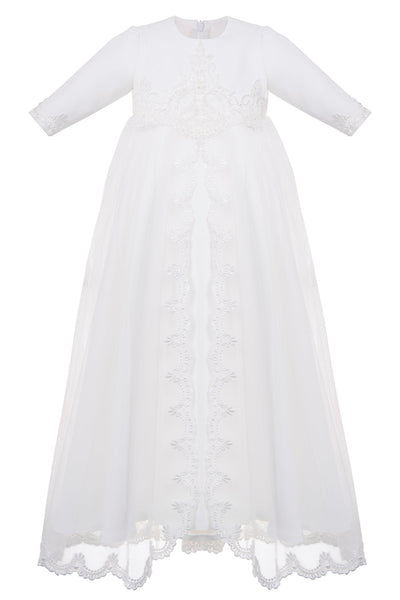 Long Style Christening Gown Dress Long Sleeve Ireland CottonKids.ie