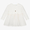 Ivory/Off White Baby Girl Elegant Chiffon Plumeti Dress (mayoral) - CottonKids.ie - 18 month - 2 year - 3 year