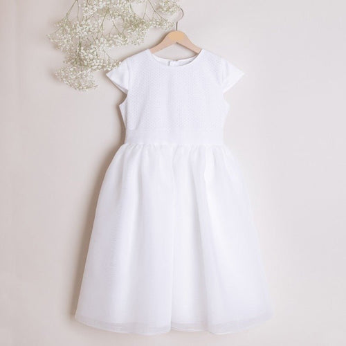 WHITE Communion Flower Girl Dress With Embroidered Material IRELAND
