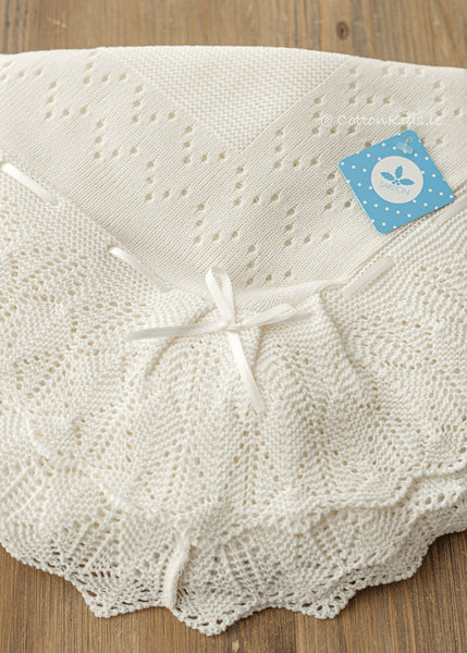 Christening Blanket Baby Shawls And Blankets White Knitted