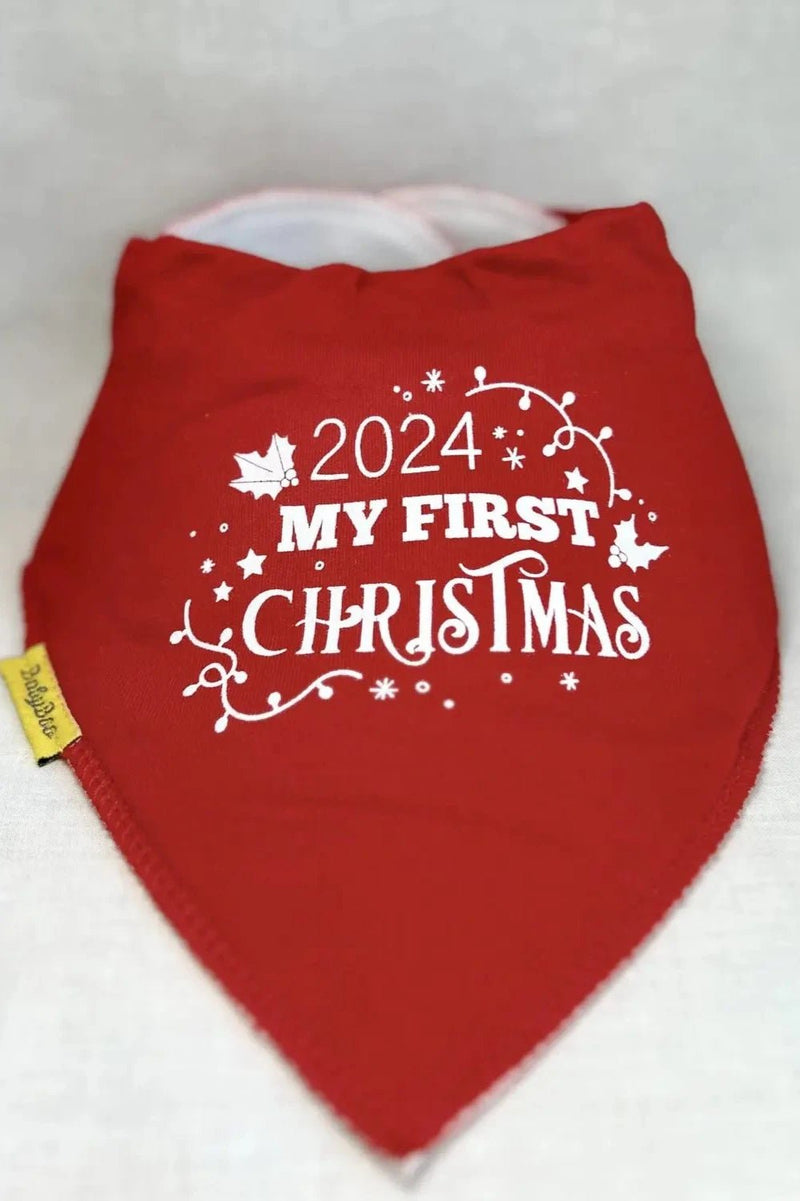 2024 Red First Christmas Organic Cotton DribbleBoo Bandana Bib