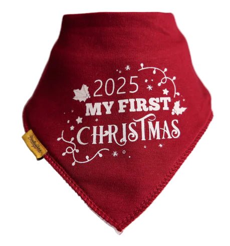 2025 ‘My First Christmas’ DribbleBoo Bandana Bib (Burgundy)