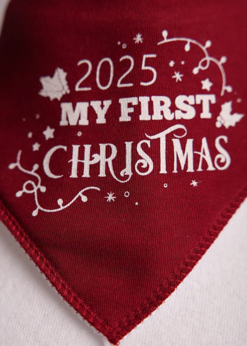 2025 ‘My First Christmas’ DribbleBoo Bandana Bib (Burgundy)