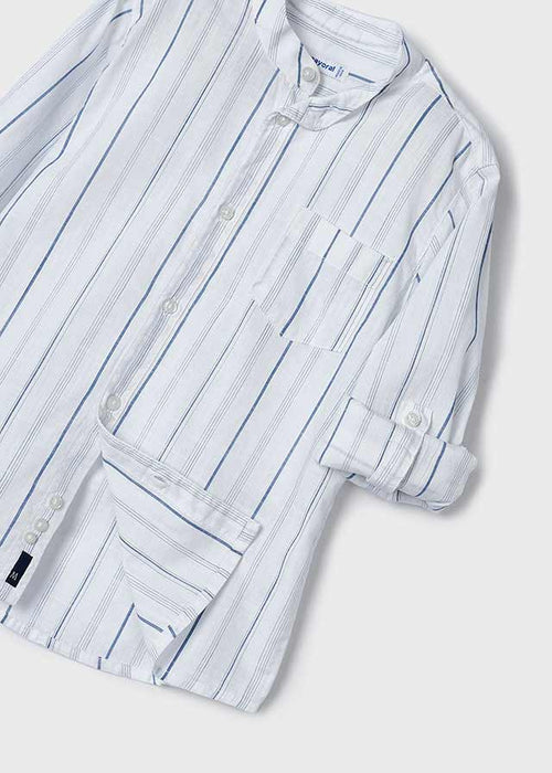 Boys White Striped Cotton Shirt  (mayoral)