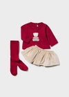 3 - Piece Baby Girl Burgundy Outfit Set (mayoral)