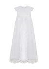 WHITE Short Sleeve Christening Gown, Dress  (ALICE)