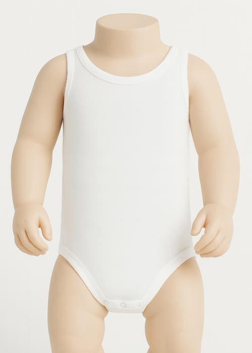 White Newborn Boy Cotton Bodyvest