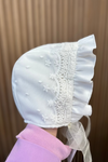 IVORY Christening Hat Bonnet With Lace Baby Girl (BEATRICE) (SOFIA)