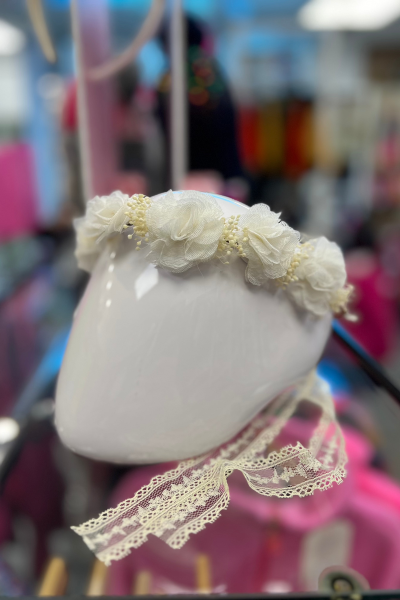 IVORY Open Flower Crown with Dried Flowers & Lace