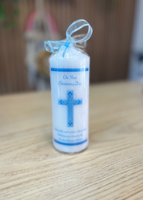 Baby Boy Blue Christening Candle