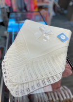 White Knitted Christening Baby Blanket Shawl