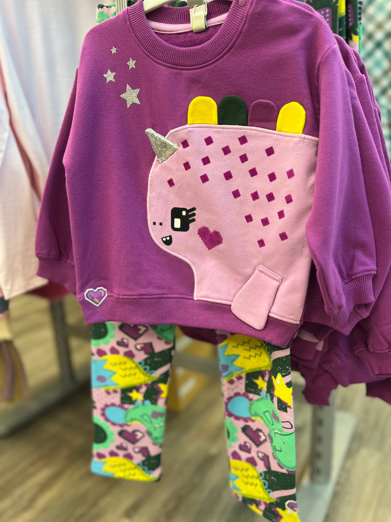 Girls' Dino Patch Plush Sweatshirt