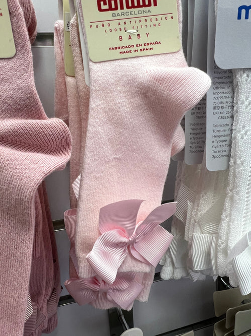 Pink Knee-high Socks With Grossgrain Side Bow (Condor)