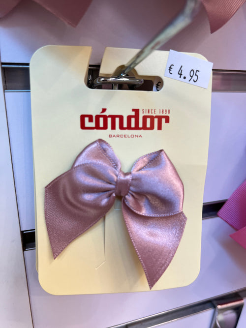 PALE PINK Hair Clip With Small Satin Bow (5.5cm) (Condor)