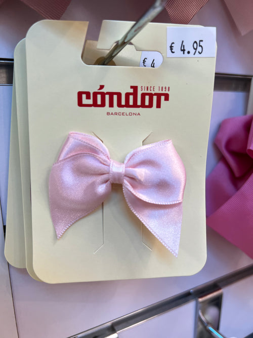 Pink Hair Clip With Small Satin Bow (5.5cm) (Condor)