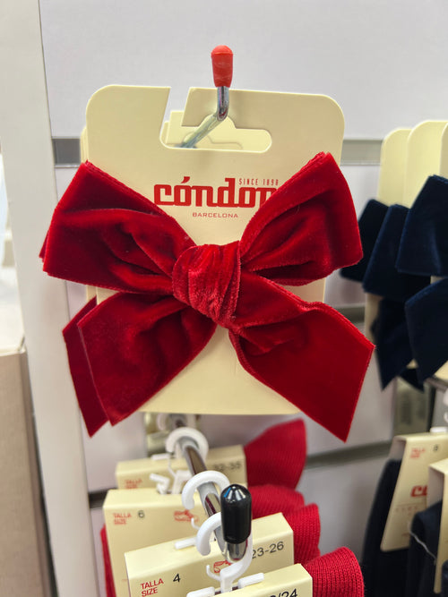 RED 10cm - Velvet Hair Clip With Bow (10cm) (Condor)