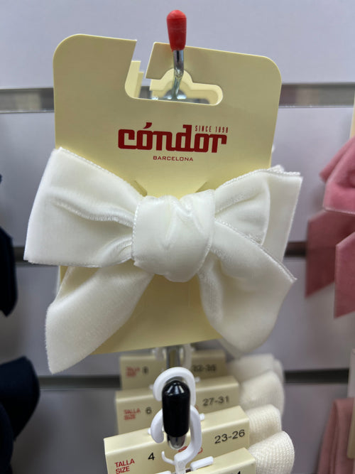 IVORY Velvet Hair Clip With Bow (10cm)