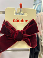 BURGUNDY 10cm - Velvet Hair Clip With Bow (Condor)