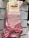 PALE PINK Cotton Knee Socks with Pink Velvet Bow (A/W)