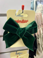 BOTTLE GREEN 10cm - Velvet Hair Clip With Bow