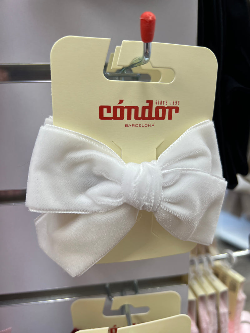 WHITE 10cm - Velvet Hair Clip With Bow