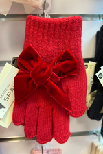 RED Gloves With Giant Velvet Bow