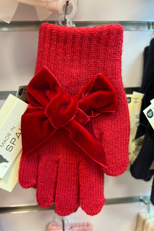 RED VELVET Gloves with Giant Velvet Bow