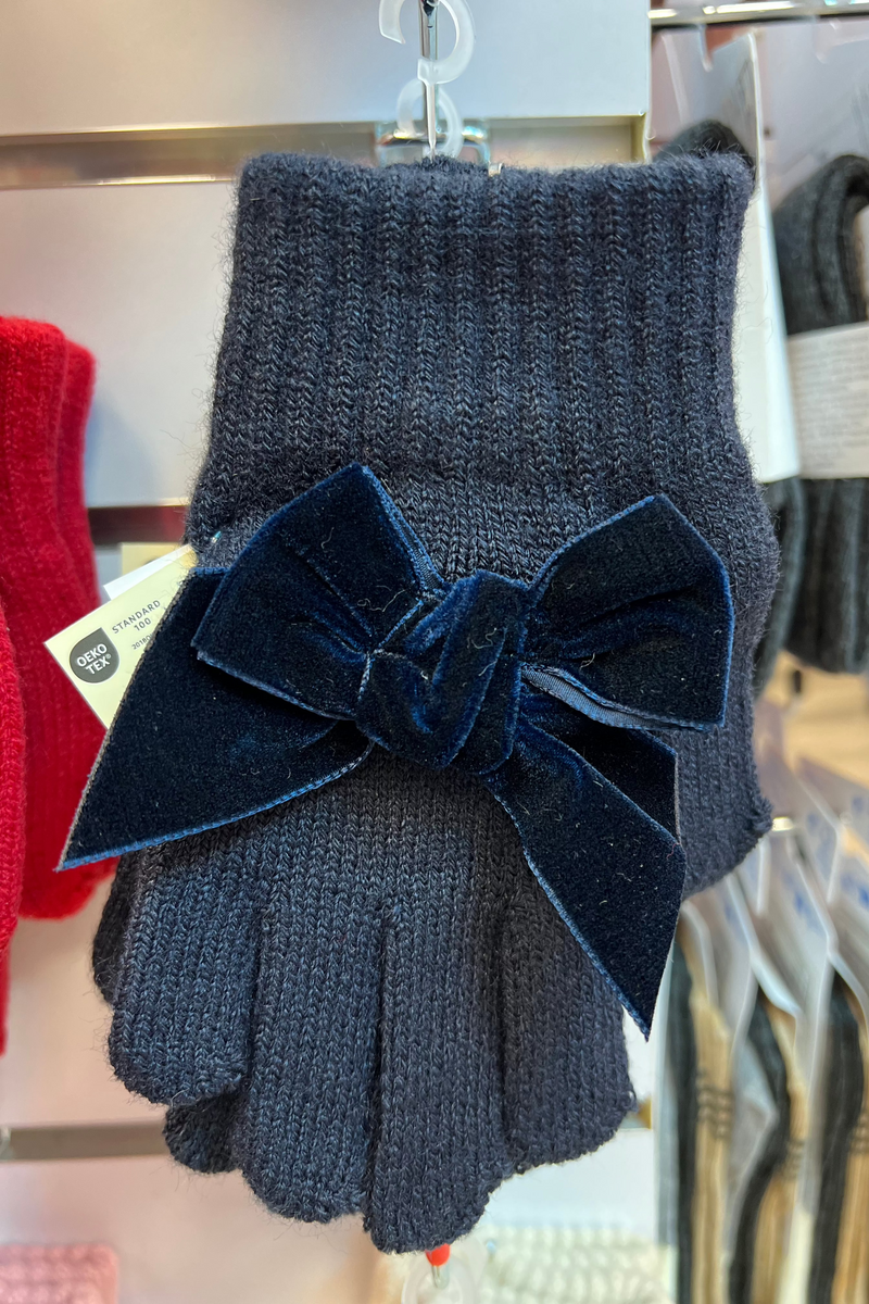 NAVY Gloves With Giant Velvet Bow  (Condor)