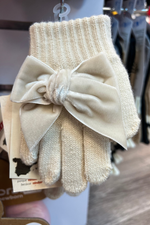 LINEN Gloves With Giant Velvet Bow