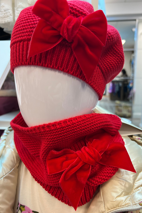 RED VELVET Girls Beret with Velvet Bow
