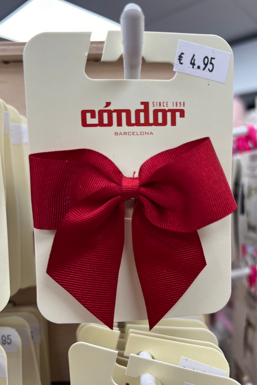 RED Hairclip With Grossgrain Bow (7cm) (Condor)