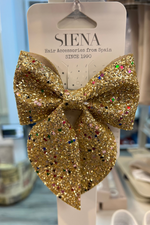 Sparkling Gold Glitter Bow Clip – Large