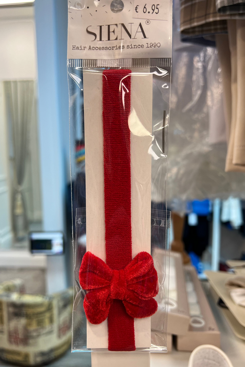 Baby Girl Red Hair Band with Velvet Bow