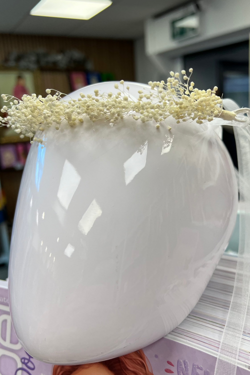 IVORY Gypsophila Tiara with Organza Ribbons