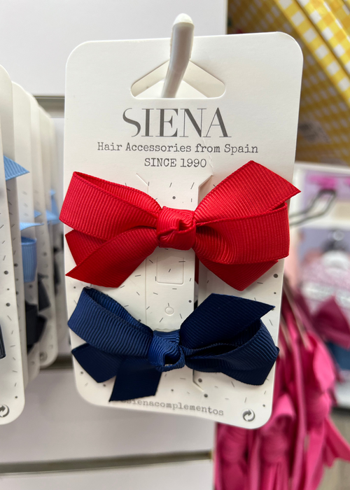 Pack of 2 Medium Grosgrain Bow Hair Clips (7 x 4 cm)