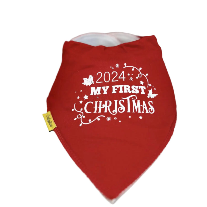 2024 Red First Christmas Organic Cotton DribbleBoo Bandana Bib