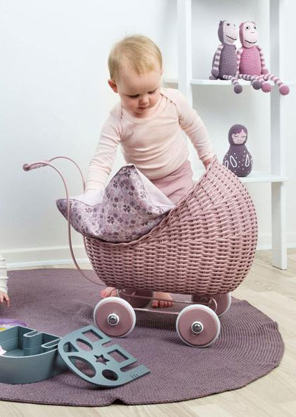 Powder Wicker Dolls Stroller