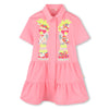 Girls Pink Shirt Dress With Sequin Parrot Design