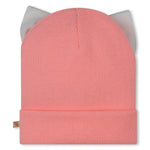 Baby Girl Pink Beanie with Bow and Pom Poms
