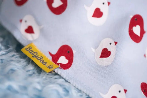 "Baby Blue Love Birdies" Organic Cotton DribbleBoo Bandana Bib