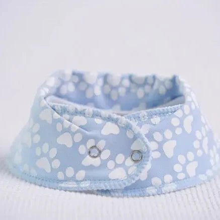 Baby Blue Puppy Paws Organic Bandana Bib