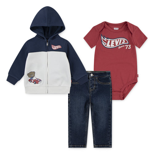 Baby Boy 3 - Piece Set with Hoodie, Bodysuit & Jeans