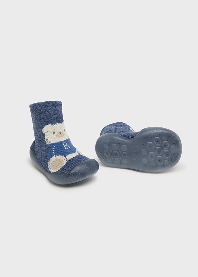 Baby Boy Anti - Slip Socks with Soles - Blue Bear Design (Mayoral)